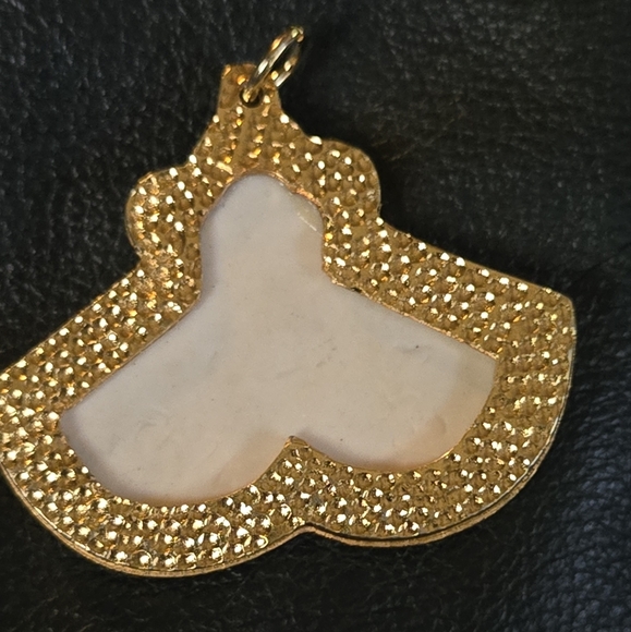 Porcelain vintage Egyptian green & gold double fan pendant - Picture 3 of 6